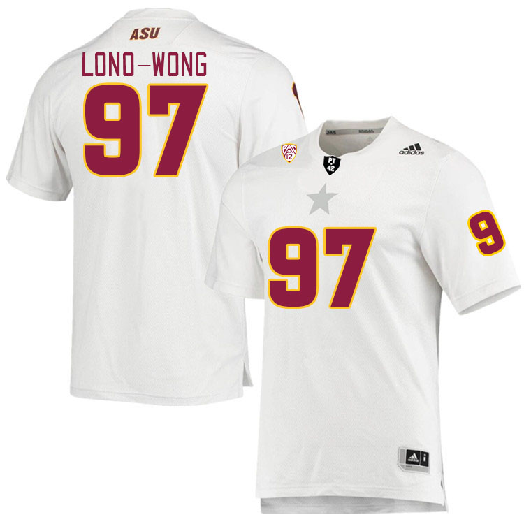 Men #97 Blazen Lono-Wong Arizona State Sun Devils College Football Jerseys Stitched Sale-White - Click Image to Close